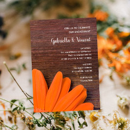 Convites Festa de noivado Rustic Orange Daisy Ranch