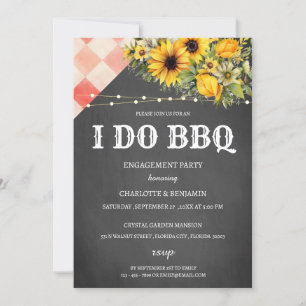 Convites Festa de Noivado Rustic Sunflower I Do BBQ