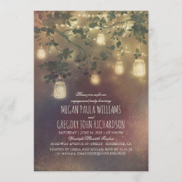 Convites Festa de noivado Rustic Vintage Mason Jar Lights