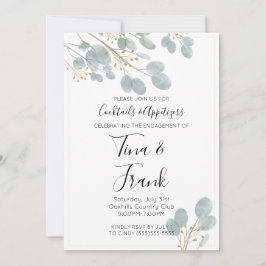 Convites Festa de noivado Rustic Watercolor Eucalyptus