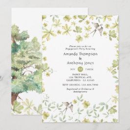 Convites Festa de noivado Rustic Watercolor Forest