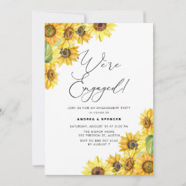 Convites Festa de noivado Rústica de Watercolor Girassóis