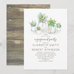 Convites Festa de noivado rústica dos Succulents do frasco