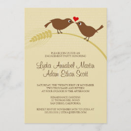 Convites Festa de noivado Rústica Única de Pássaros