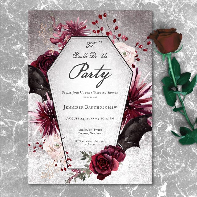 Convites Festa de Noivado Rústico Gótico Até que a Morte no (Rustic Gothic Til Death Do Us Party Bridal Shower Invitation)
