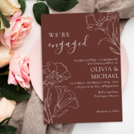 Convites Festa de noivado Simples de Caligrafia Elegante