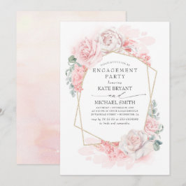 Convites Festa de noivado Sonhosa de Flores Rosa de Pastel 