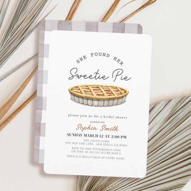 Convites Festa de Noivado Sweetie Pie Gray Gingham (Criador carregado)