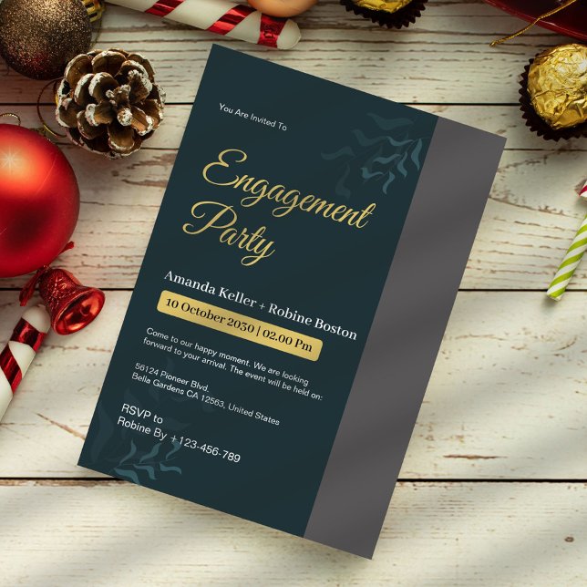 Convites Festa de noivado Verde Azul (Criador carregado)