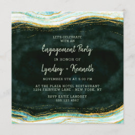 Convites Festa de noivado verde-lacrimogêneo e de engrenage