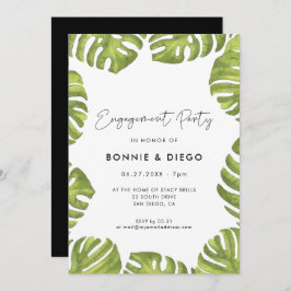 Convites Festa de noivado verde-tropical