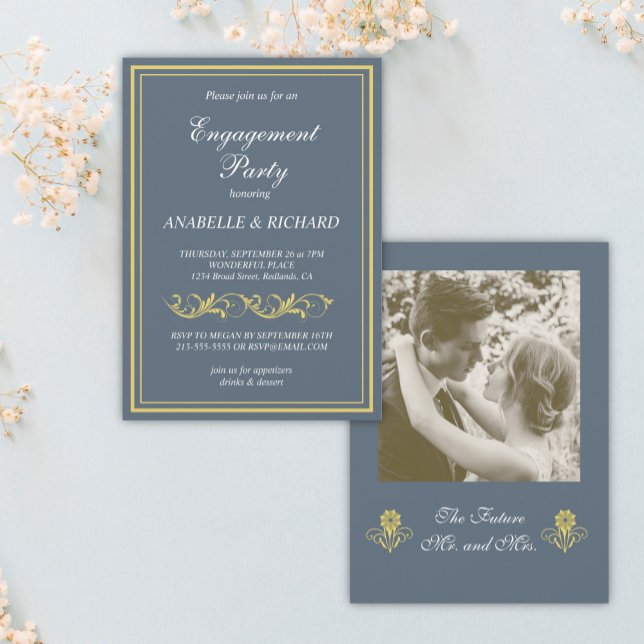 Convites Festa de noivado Victoriana Elegante (Criador carregado)