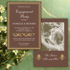 Convites Festa de noivado Victoriana Elegante