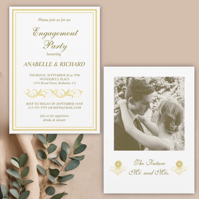 Convites Festa de noivado Victoriana Elegante (Criador carregado)