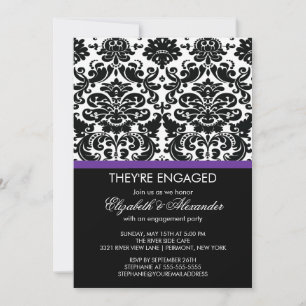Convites Festa de noivado Vintage Damask