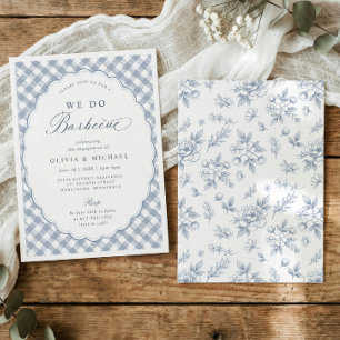Convites Festa de Noivado Vintage Dusty Blue We Do BBQ