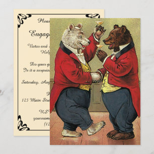 Convites Festa de noivado Vintage Victorian Dancing Bears
