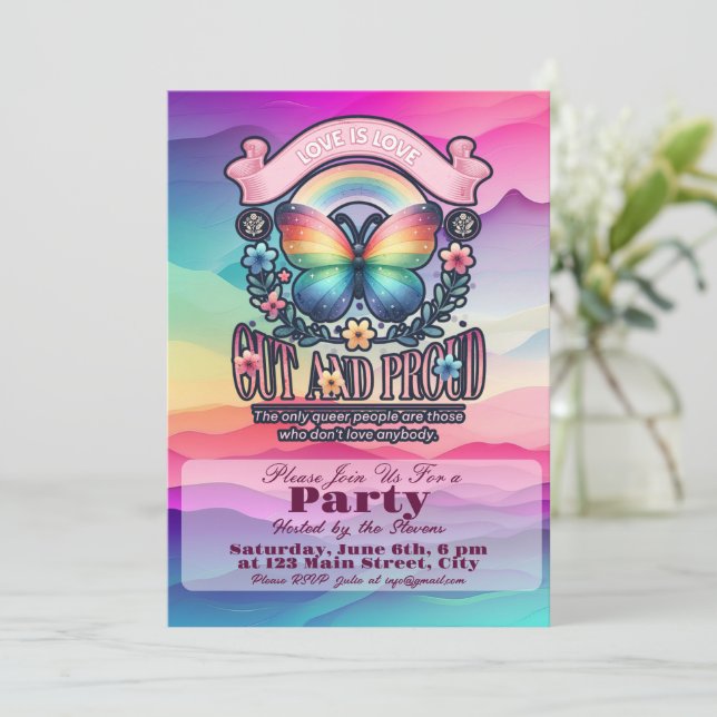 Convites Festa de Orgulho gay de Saída e Orgulho (Em pé/Frente)
