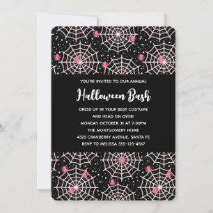 Convites Festa de Padrão de Teias de Aranha e Aranhas de Ha
