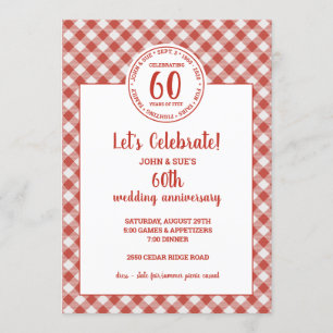 Convites Festa de Padrão do Picnic Red Check