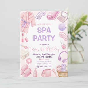 Convites Festa de Pamper Glam Day Girls - Aniversário do Pa