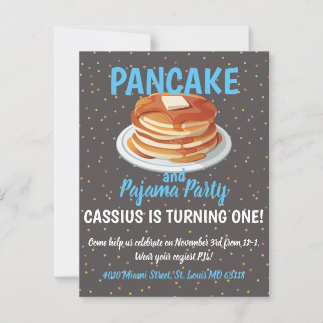 Convites Festa de Panqueca e Pijama (Frente)