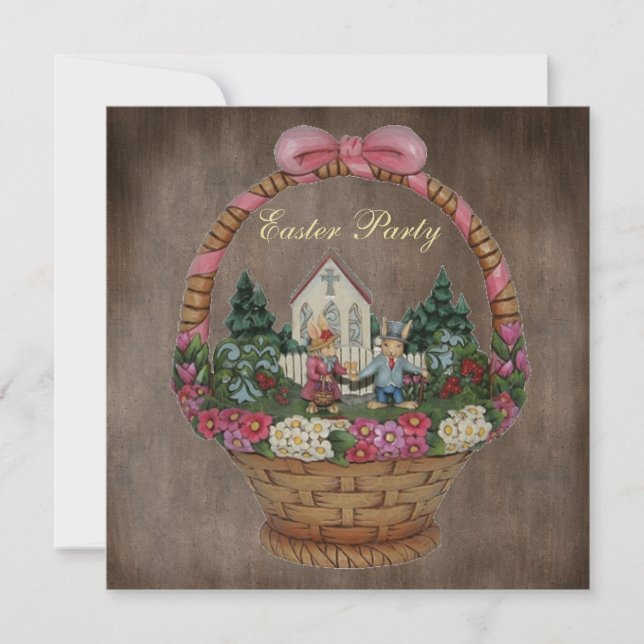 Convites Festa de Páscoa de Bunnies e Igreja de Páscoa (Frente)