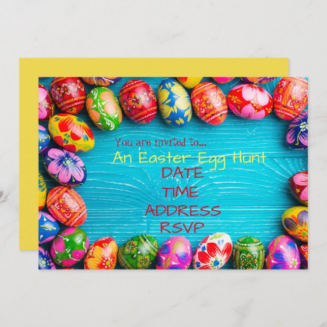 Convites Festa de Páscoa de Ovo de Páscoa (Frente/Verso)