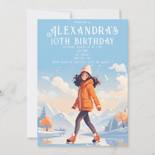 Convites Festa de Patinação no Gelo de Inverno (Frente)