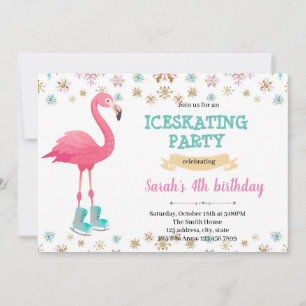 Convites Festa de patinação no gelo do flamingo de invern