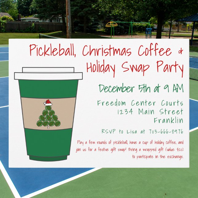 Convites Festa de Pickleball, Café de Natal e Swap de Féria (Criador carregado)