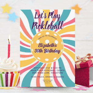 Convites Festa de Pickleball com Listras de Sol Explodindo 