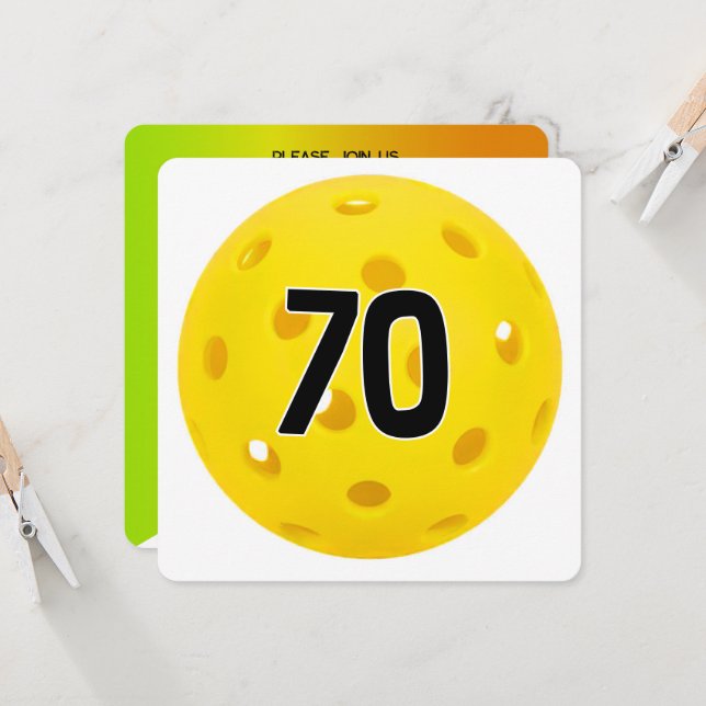 Convites Festa de Pickleball de 70 Birthday (Frente/Verso In Situ)