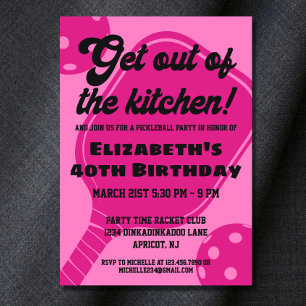 Convites Festa de Pickleball Rosa Paddles de Esportes Anive