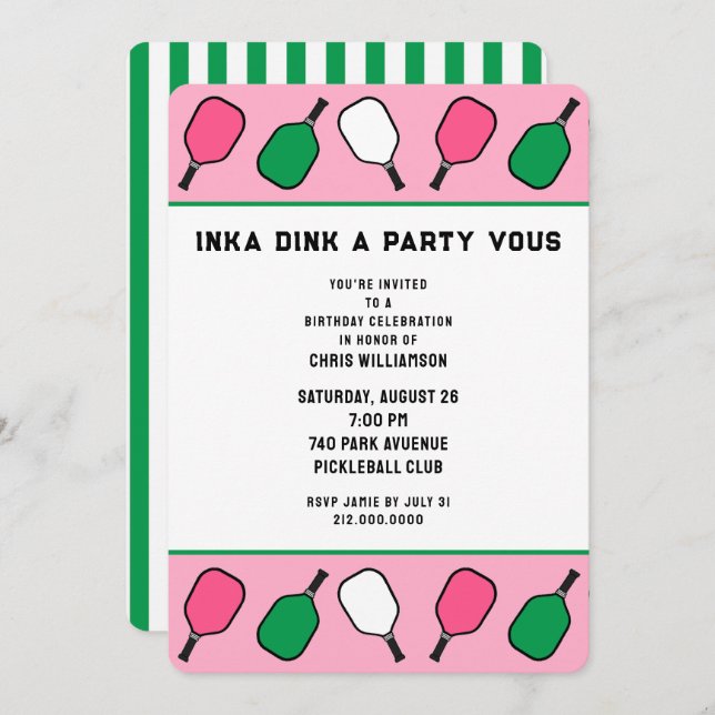 Convites Festa de Picleball (Frente/Verso)