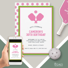 Convites Festa de Picleball Paddles Verdes Rosa Personaliza