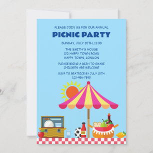 CONVITES FESTA DE PICNIC DE VERÃO PERSONALIZÁVEL