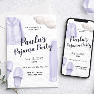Convites Festa de pijama das meninas roxas claras