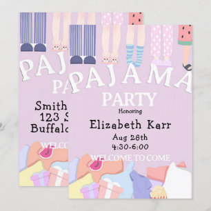 Convites Festa de pijama de lavanda