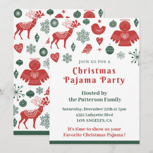 Convites Festa de Pijama de Natal Inverno Nórdico Fofo