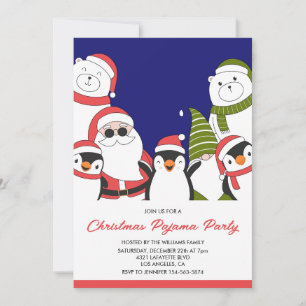 Convites Festa de Pijama de Natal Sonolento Urso Papai Noel