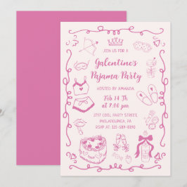 Convites Festa de pijama no Dia dos Namorados Galentine fem