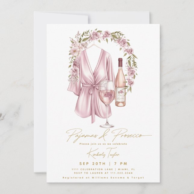 Convites Festa de Pijamas Chá de Noiva Prosecco Slumber PJ (Frente)