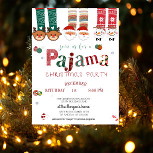 Convites Festa de Pijamas de Natal Adorável