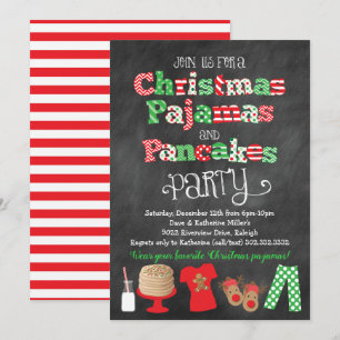 Convites Festa de Pijamas e Panquecas de Natal