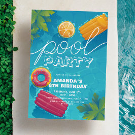 Convites Festa de piscina a Qualquer Ano de Aniversário Tro
