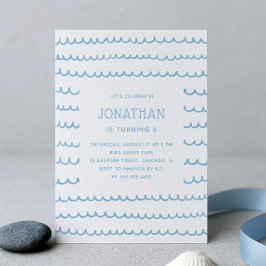 Convites Festa de Piscina Azul e Praia | Aniversário de cri