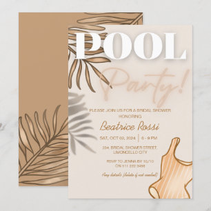 Convites Festa de Piscina Beige do Chá de panela Chic Boho