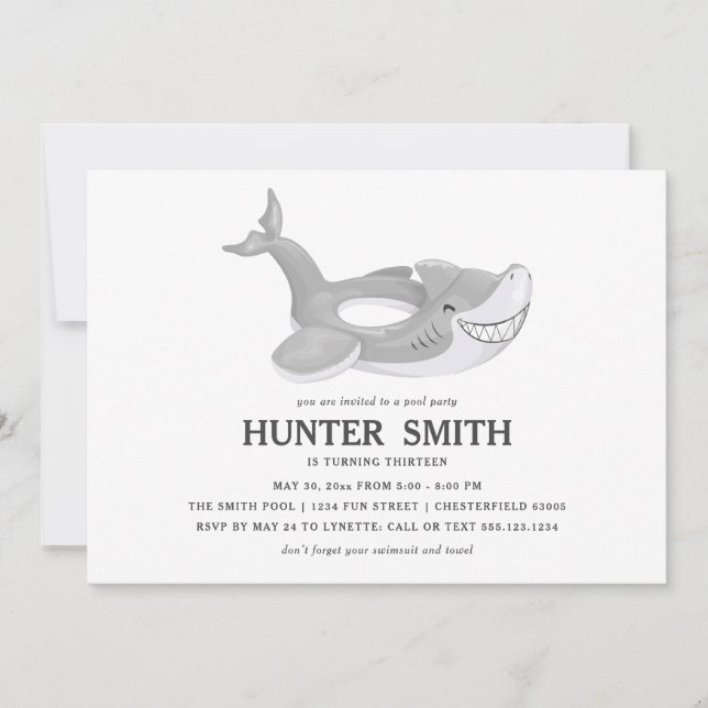 Convites Festa de Piscina de aniversário com Piscina de tub (Frente)