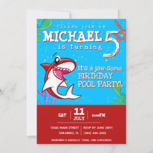 Convites Festa de Piscina de Aniversário de criança de tu